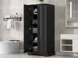 Storage Cabinet with Two Doors for Bathroom, Office, Adjustable Shelf, MDF Board, Black 55344255