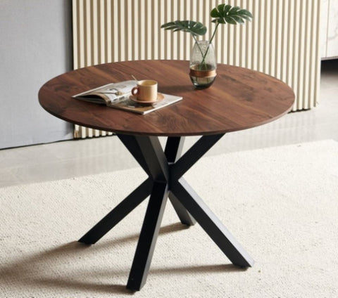 ZUN 42.1"BLACK AND WOOD COLOR Table Mid-century Dining Table for 4-6 people With Round Mdf Table Top, W234P165709