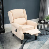 ZUN Cream White Recliner Chair. Wingback Single Sofa with Vibration Massage, Heat, Push Back 88696521