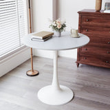 ZUN 31.5" White Round Dining Table, Tulip Table Kitchen Dining Table 2-4 People with MDF Table Top & 26043452