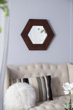 ZUN 18.5" x 18.5" Hexagon Mirror with Solid Wood Frame, Wall Decor for Living Room Bathroom Hallway, W2078133975