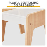 White & Wood Tone Kids Table and 2 Chairs Set, MDF, 60*60*44cm 11132323