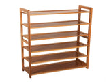 Concise Rectangle 6 Tiers Bamboo Shoe Rack Wood Color 70992386