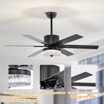 ZUN 52 Inch Indoor Modern LED Ceiling Fan with Light and Remote Control, 6 Blades , W1592123216