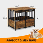 ZUN Dog Crate Furniture with Cushion for Large Medium Dogs, Wooden Heavy Duty Dog Kennel with Double 26534550