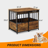 ZUN Dog Crate Furniture with Cushion for Large Medium Dogs, Wooden Heavy Duty Dog Kennel with Double 26534550