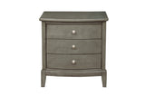 Bedroom Furniture 3 Drawers Nightstand Gray Finish Birch Veneer Nickel Hardware Bed Side Table B01146198
