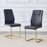 ZUN Modern dining chairs with faux leather padded seats, dining room gold metal leg upholstered W1151107096