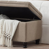 ZUN Upholstered tufted button storage bench ,Linen fabric entry bench with spindle wooden legs, Bed W2186P151306