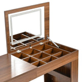 Vanity Desk with Mirror and Lights, Makeup Vanity Table with Flip-Top Tabletop and Storage 7 N733P279096H