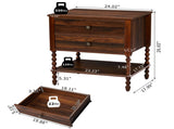 Brown P2 Particleboard with 3D Paper Solid Wood Legs 61*45*68CM 2-Drawer with Lower Divider 37845828