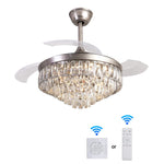 ZUN 42 Inches Crystal Ceiling Fan Silver Crystal Ceiling Fan Chandelier with Remote 6 Speeds 3 Colors W2352P204473