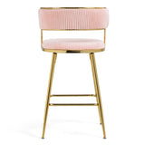 (SET of 2) 26'' Counter height bar stools Corduroy kitchen island counter bar stool with back,golden W2215P290561