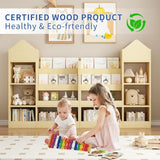 Wood Kids Wooden Bookshelf Toy Storage Organizer with Bookcase, Kid's Bin Storage Unit with 6 96058687