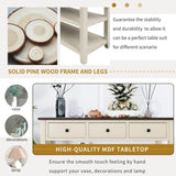 Retro Design Console Table with Two Open Shelves, Pine Solid Wood Frame and Legs for Living Room 83399820