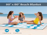4-Piece Beach Set with 6.2ft Sun-Proof Umbrella, 2 Folding Chairs & 80"x80" Waterproof Blanket-Blue 69771673