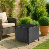 Outdoor PE Wicker Side Table with Storage, Patio Rattan End Table Square Container for Furniture 27645428