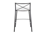 Modern 30" Contemporary Fixed-Height Barstool in Black Metal and White Faux Leather - Set of 2 B202P222255