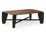 Modern Rectangular Coffee Table, Engineered Wood Center Table with Rubber Wood CrossLeg Base, 132 57989778