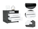 Smokey Oak and White 2-Drawer 1-Shelf Rectangle Nightstand B06280355