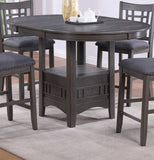 Dining Table Round Counter height Dining Table w Shelve 1pc Table Only Built In Leaf Solid wood Gray B011P182982