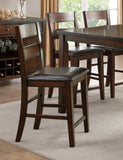 Cherry Finish Wooden Counter Height Chairs Set of 2pc Classic Style Faux Leather Upholstered Seat B01153385