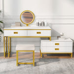 ZUN Modern Style Vanity Table With Movable Side Cabinet And 4-Drawers, Large Size Dressing Table With 91918695