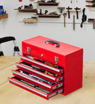 ZUN Metal Tool Box with 4 Drawers Portable Steel Tool Chest with Metal Cylinder Lock and Latch Closure, W3037P241995