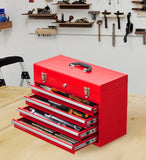 ZUN Metal Tool Box with 4 Drawers Portable Steel Tool Chest with Metal Cylinder Lock and Latch Closure, W3037P241995