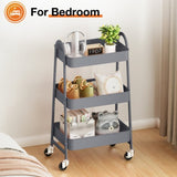 ZUN 3 Tier Small Rolling Cart, Metal Utility Storage Organizer Kitchen Trolley Bathroom Laundry Room Bar 53334839