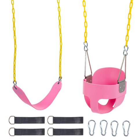 ZUN LALAHO EVA+ Iron Swing + Hanging basket swing combination Pink Baby Swing 40465256