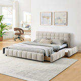 Queen Size Upholstered Bed ,comfortable upholstered bed frame, Chenille fabric, with headboard and W487P235287