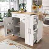 K&K Kitchen Island with Drop Leaf, Kitchen Storage Cart with 3 Tier Pull Out Cabinet Organizer, WF531421AAW
