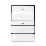 White and Espresso 5-Drawer Chest B062P209032
