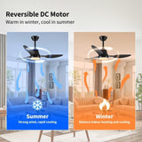 ZUN 42" Smart Ceiling Fan with Lights Remote,Silent DC Motor,Voice Control via Alexa Google WIFI W2352P224329