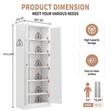 Metal Kitchen Pantry - 72" Tall Storage with 5 Adjustable Shelves, White Freestanding 19252477