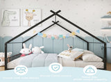 Full Size Metal House Bed Frame, Montessori Floor Bed with Safety Side Guard Rails, No Box Spring 45516107