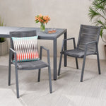 ZUN Outdoor Modern Aluminum Dining Chair with Rope Seat , Gray and Dark Gray 64679.00GRY