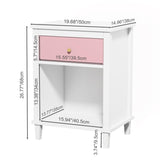 26.77''H Wooden Nightstand with One Drawer One Shelf for Kids, Adults, Pink 61855296