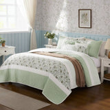 6 Piece Cotton Percale Quilt Set with Throw Pillows Full/Queen B035P294112
