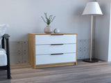 Dresser 27"H, 3 Drawers Dresser, Superior Top, White / Light Oak B097132979