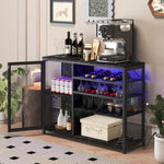 ZUN Bar Cabinet,Wine Bar Cabinet,Liquor Storage Credenza,Sideboard with Wine Racks & Stemware 17911249