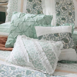9 Piece Cotton Percale Comforter Set Aqua King B03596965