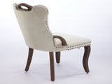 Velvet Dining Chair with Handmade Tufted Trim, Solid Wood Handles on Top and Sides, Vintage Copper W1143P338140