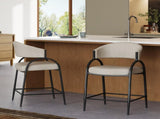 25'' Seat Height Modern Fabric Bar Stools with Back, Black Metal Frame, Comfortable Counter Stools N780P369956B