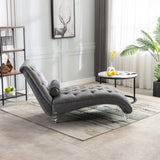 COOMORE Velvet Chaise Lounge Indoor,Button-Tufted Upholstered Chaise Lounge Chair with Pillow for W39538683