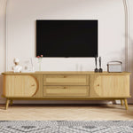 ZUN Rattan TV Stand for TVs up to 75'', Modern Farmhouse Media Console, Entertainment Center with Solid N710P174917Q