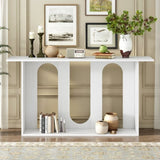 U_STYLE Modern and Curved Design Ash Veneer Console Table with Shelf,Suitable for Entryway,Hallway N711P241287K