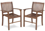 ZUN Patio Dining Chair Set of 2, Solid Wood Indoor Outdoor Furniture Brown W2640P207939