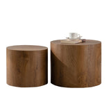 Nesting Coffee Table Set of 2 Round Wooden Coffee Tables Circle Modern Table for Small Space Living W3081P255152